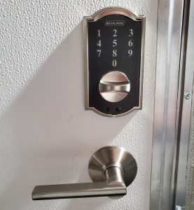 Schlage Battery Powered Deadbolt Installed on Residential Door